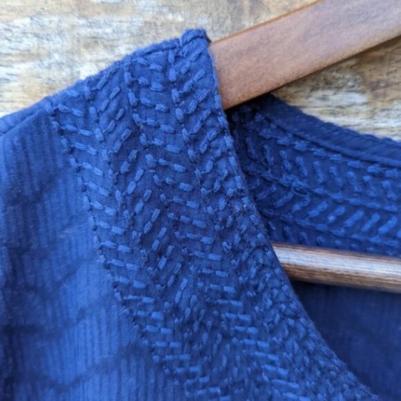 Vineyard Vines Tunic Cover Up Womens Navy Blue Linear Whale Tail Burnout Medium - Picture 4 of 9